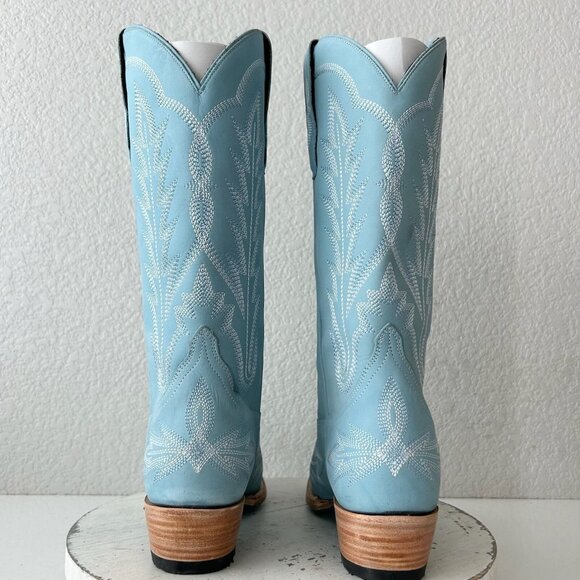 Lane LEXINGTON Womens Cowboy Boots 8 Powder Blue Western Cowgirl Mid Calf Tall - Picture 3 of 10